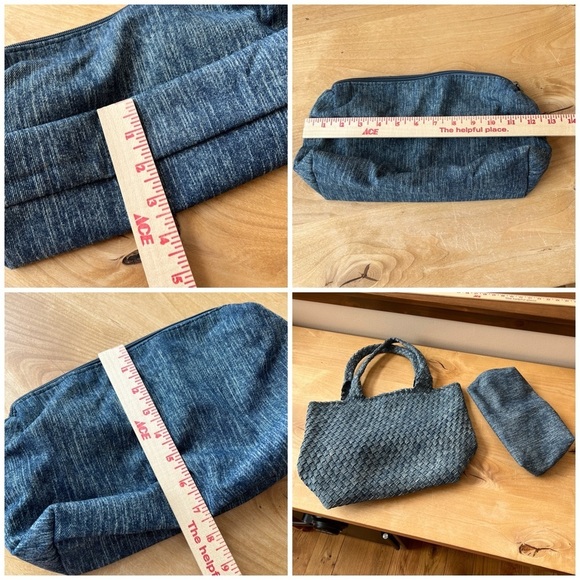 LARGE WOVEN TOTE BAG W MATCHING COSMETIC CASE ORGANIZER VERSATILE MODERN CHIC - Picture 11 of 11